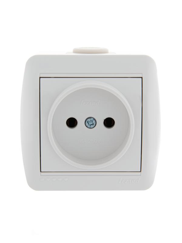 Розетка 1-м ОП Ната 16А IP20 без заземл. керам. бел. LEZARD 710-0200-121