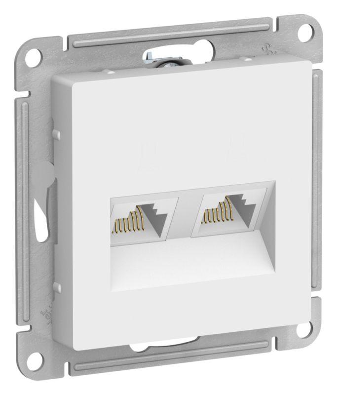 Розетка двойная AtlasDesign компьютерная RJ45+RJ45 кат.5Е механизм лотос SE ATN001385