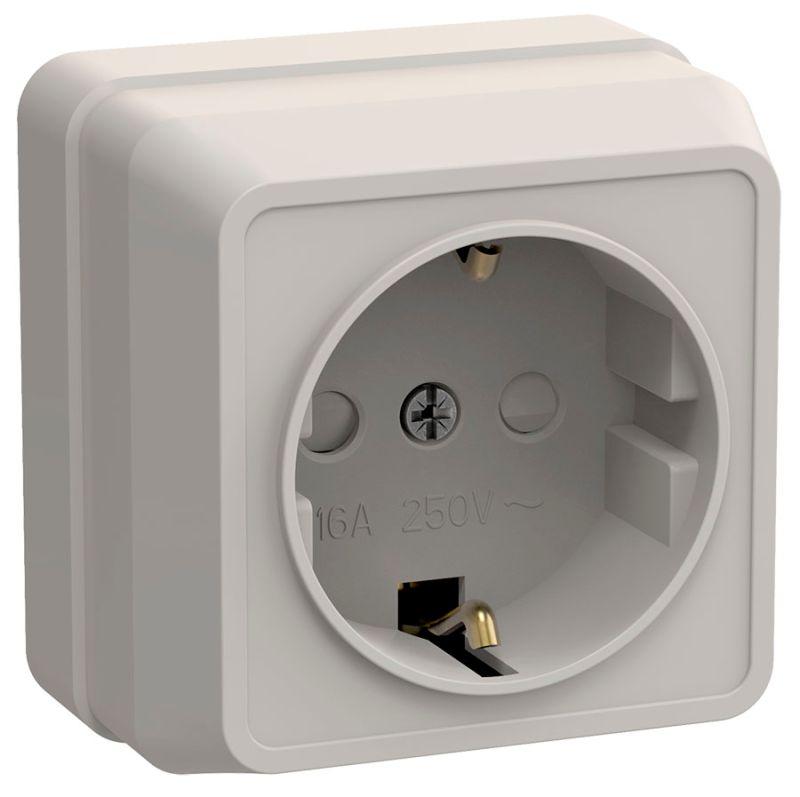 Розетка 1-м ОП Октава 16А РСш20-3-ОКм защ. шторки с заземл. IP20 крем. IEK ERO14-K33-16-DC